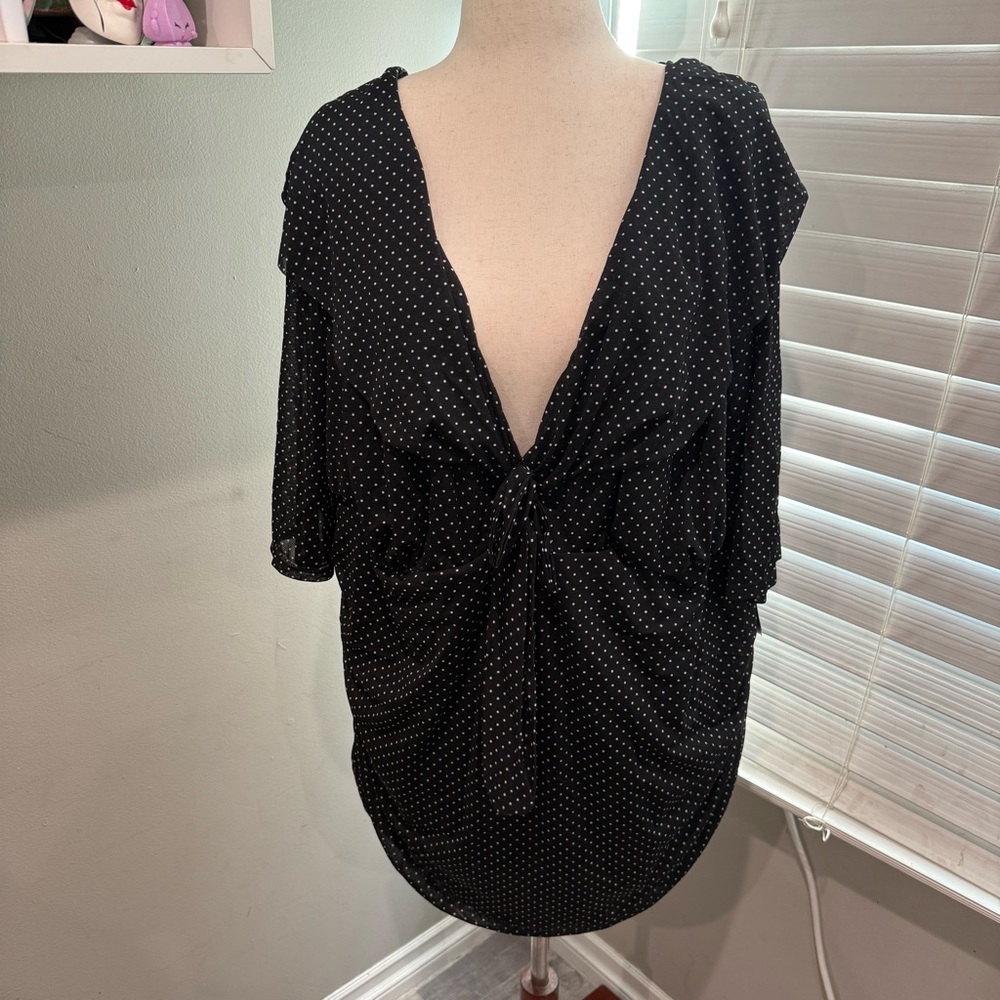 Kiyonna Black and White Polka Dot Tunic Blouse‎